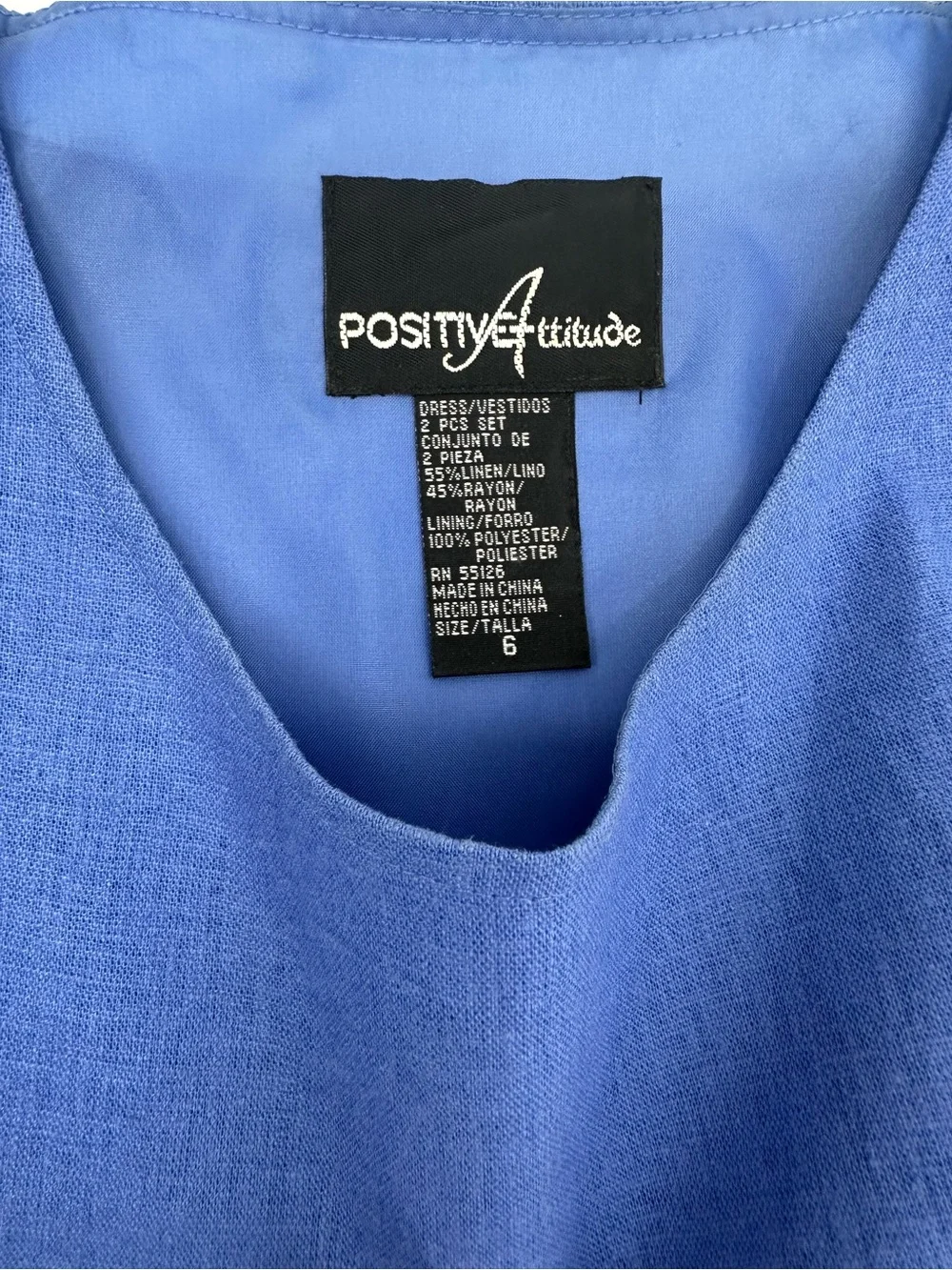 Vintage 90s Positive Attitude Blue Linen Blend Dress Jacket Set 6 NWOT 1180